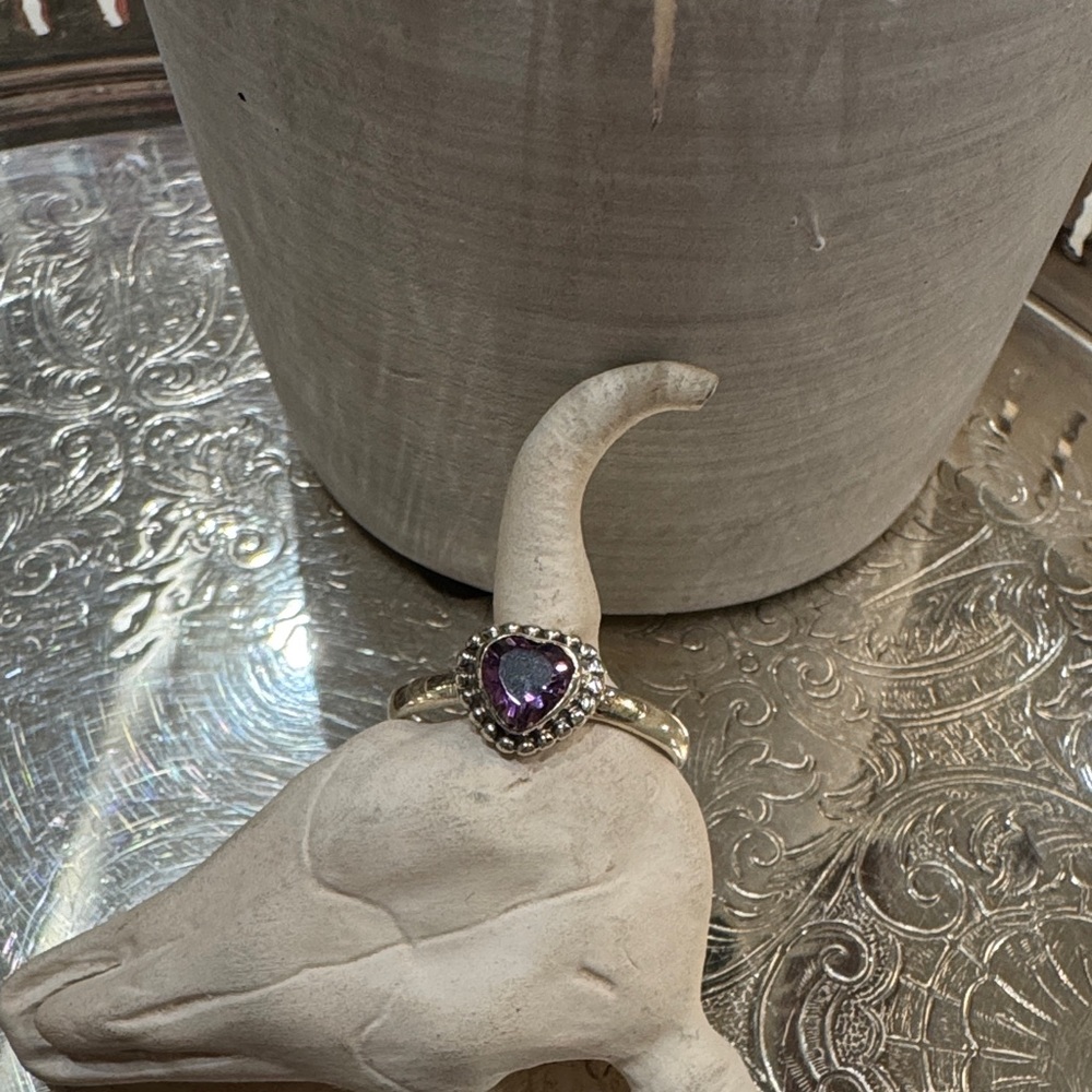 Heart shaped Mystic topaz sterling silver size 10, ring